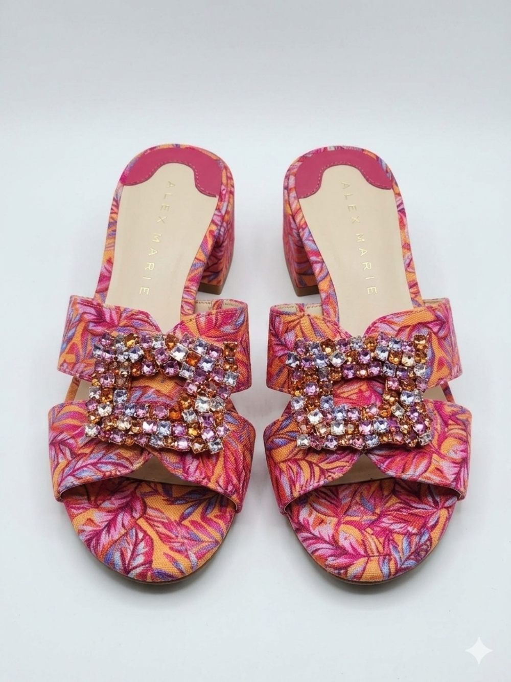 Alex Marie Women's Pink Floral Buckle Ornament Dress Sandals Size 8.5